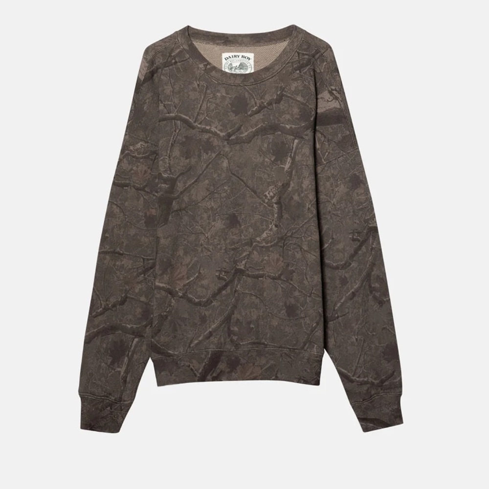 Dairy Boy Brown and Green River Camo Crewneck Sweatshirt